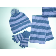桐庐罗兰针织有限公司-针织帽子围巾手套三件套，儿童款可爱三件套